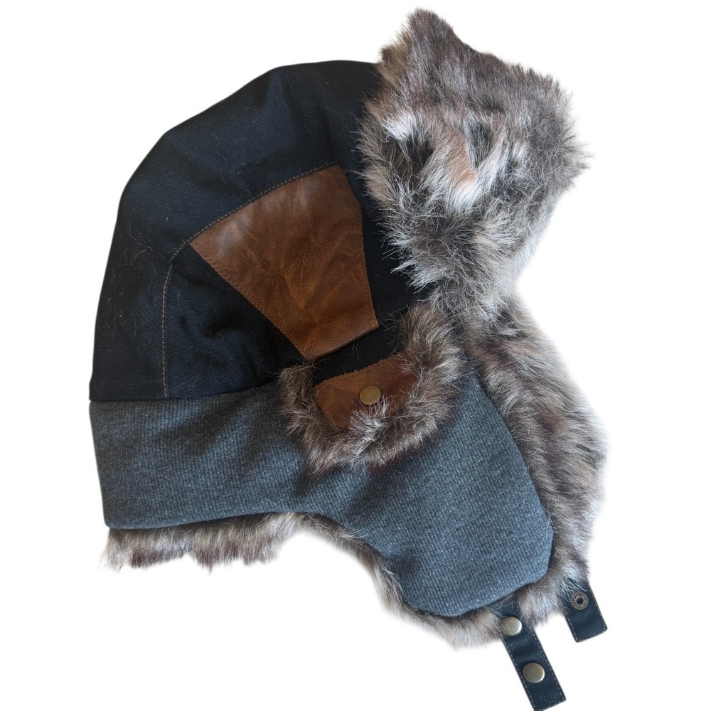Unbranded Unisex Aviator Trapper Hat XXL Black Faux Fur Ear Flap Winter Ski Hun